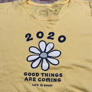 Life Is Good Yellow Tee with Flower Design